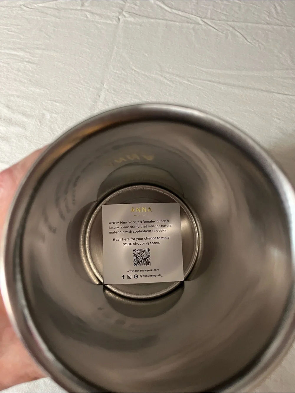 Anna Stainless Steel Wine Bucket with Mother-of-Pearl Mosaic - Silver/Cream